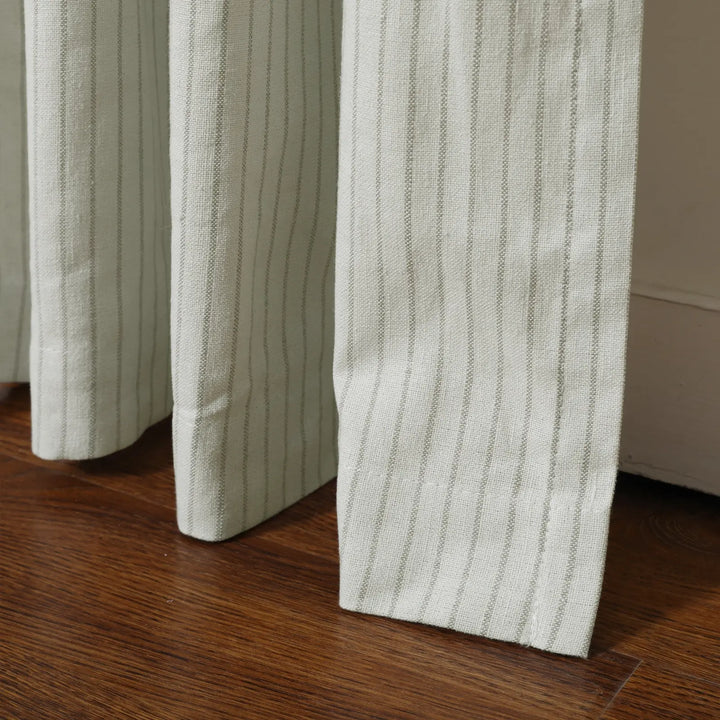 Windsor Linen Cotton Striped Curtain 4-In-1