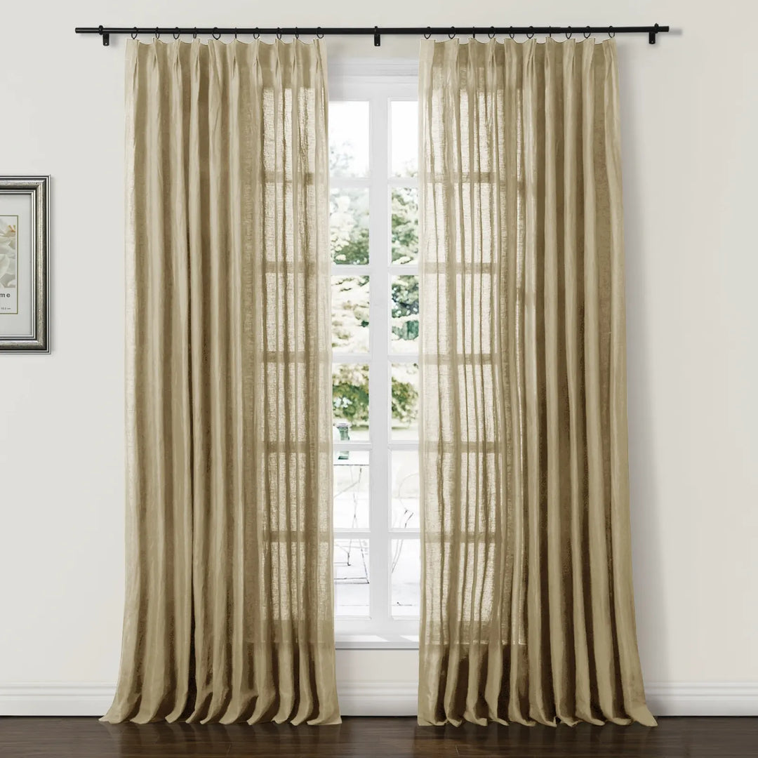 Tonia 100% Linen Curtains Pinch Pleat