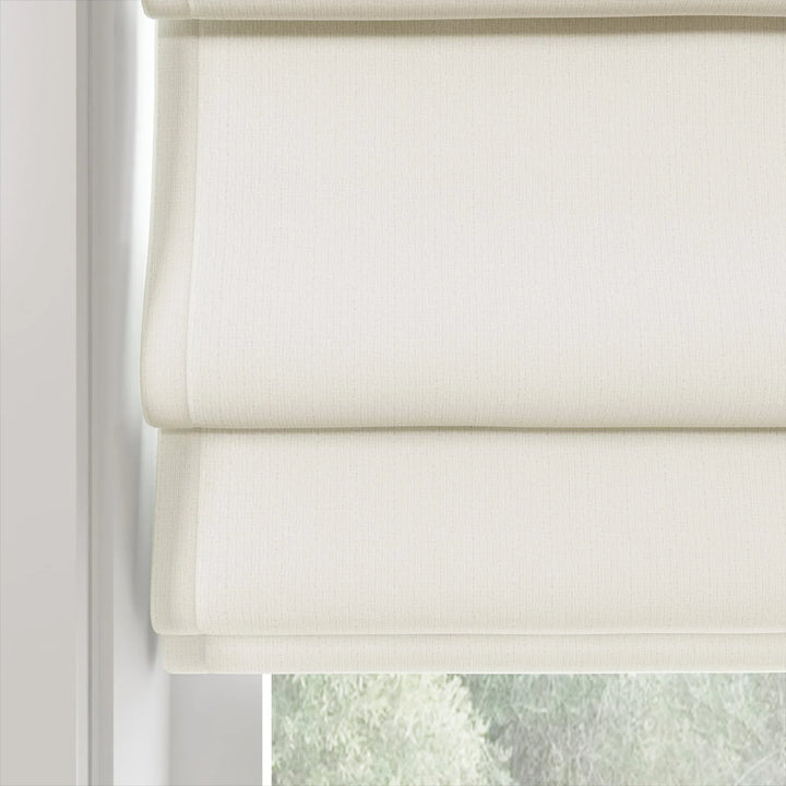 Doreen Herringbone Pattern Hobbled Cordless Roman Shades Ice - ChadMade