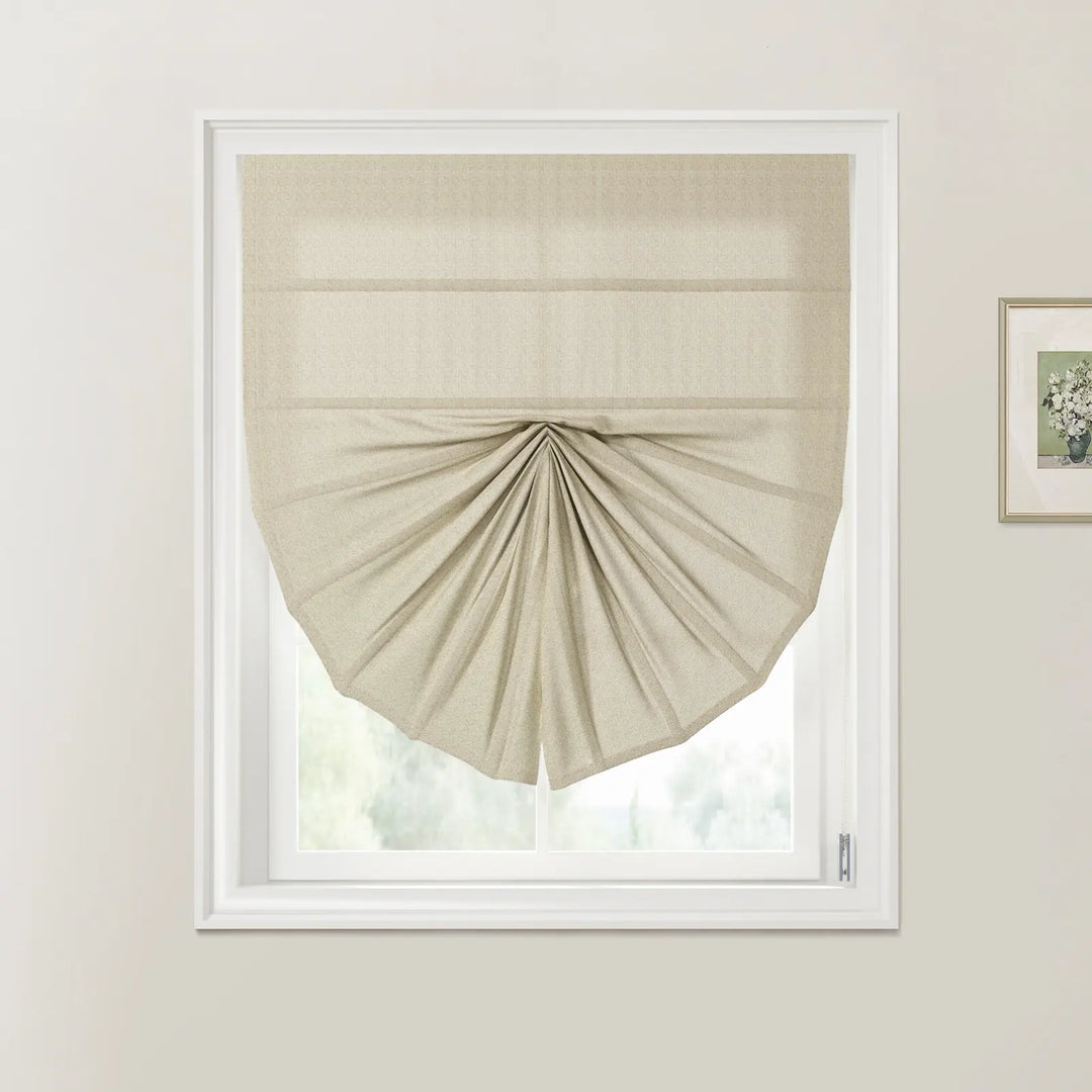 Doreen Fan Shaped Roman Shades Cord Lift Biscuit - ChadMade