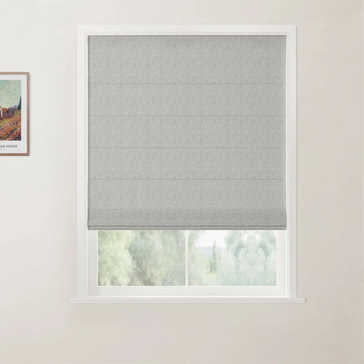 Doreen Herringbone Pattern Flat Cordless Roman Shade Mist - ChadMade