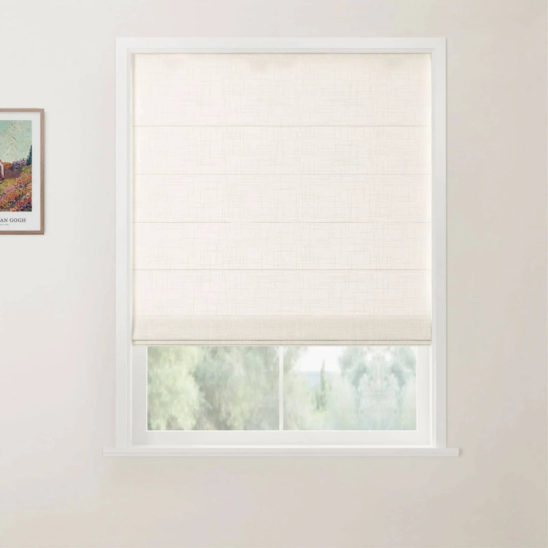 Jair Linen Flat Cordless Roman Shades White - ChadMade