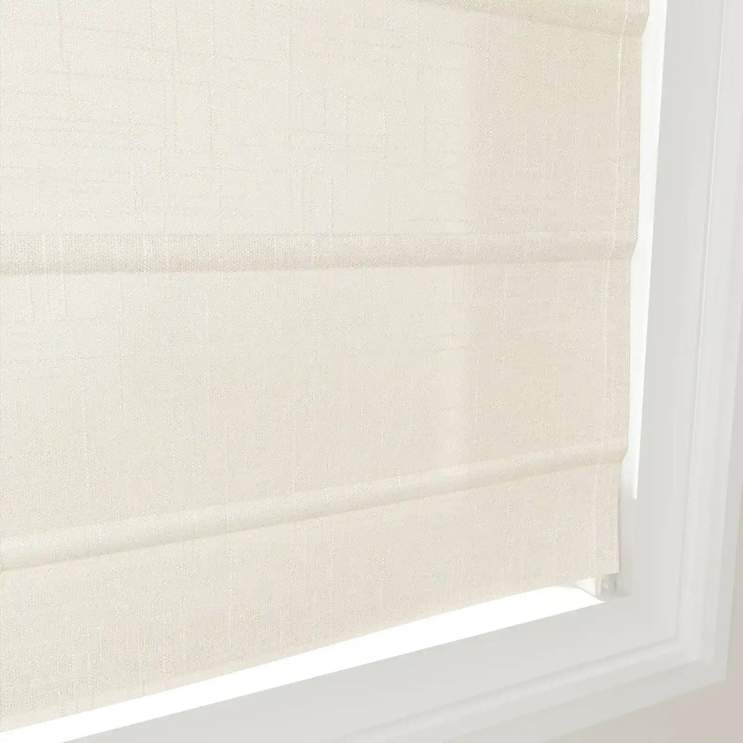 Jair Fan Shaped Roman Shades Cord Lift White Detail - ChadMade