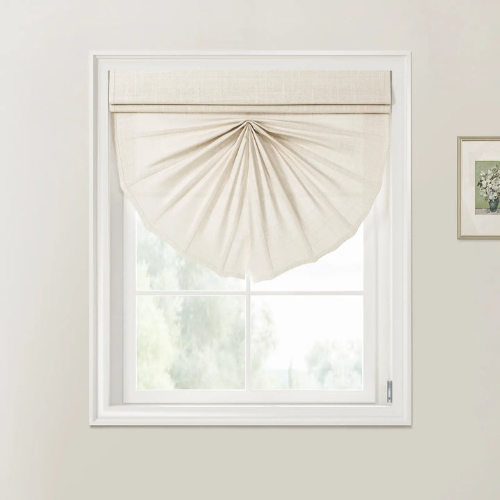 White Jair Fan Shaped Roman Shades Cord Lift - ChadMade