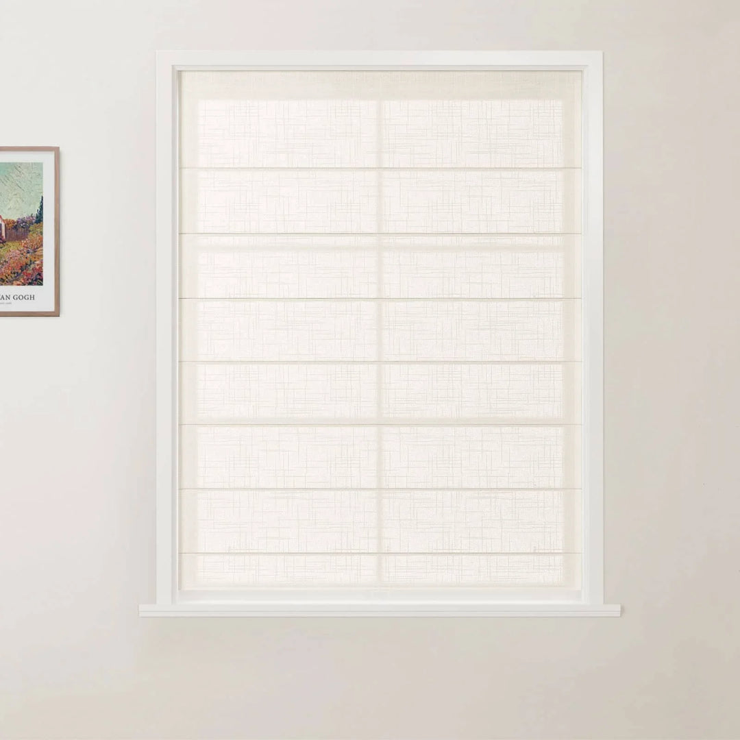 Jair Linen Back Slat Cordless Roman Shades White - ChadMade