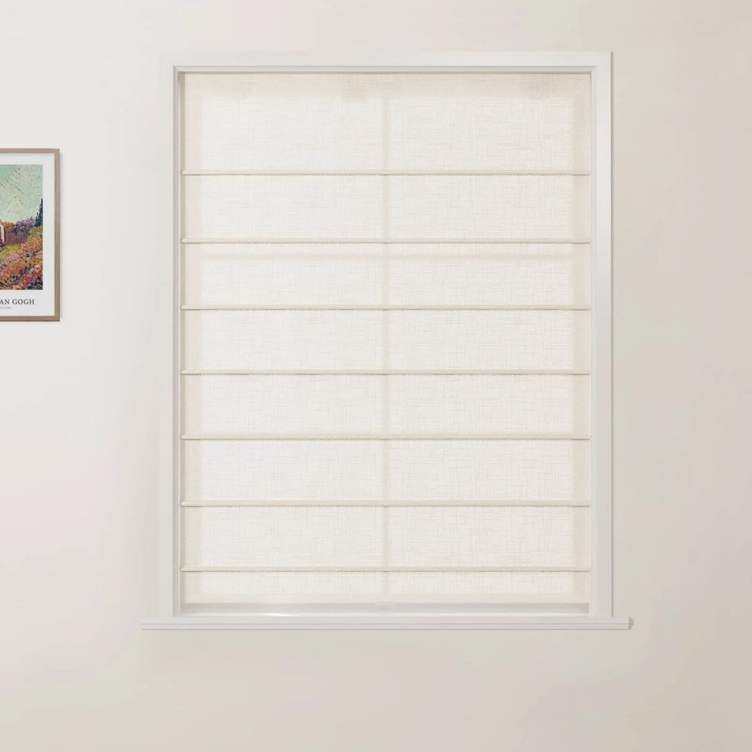 Jair Linen Front Slat Cordless Roman Shades White - ChadMade