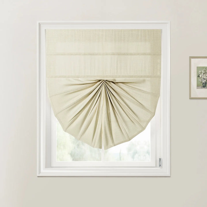 Jair Fan Shaped Roman Shades Cord Lift Beige White - ChadMade