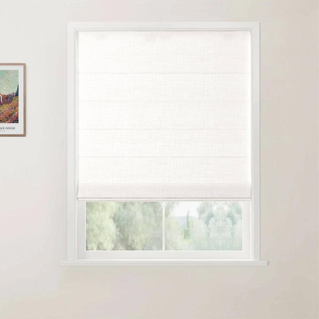 Jair Linen Back Slat Cordless Roman Shades Snow White - ChadMade