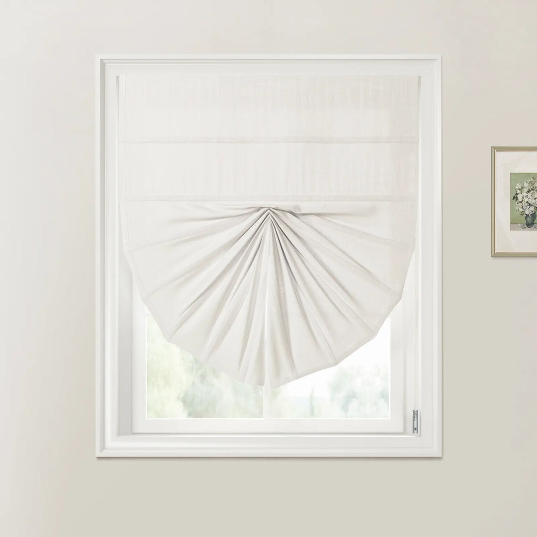 Jair Fan Shaped Roman Shades Cord Lift Snow White - ChadMade