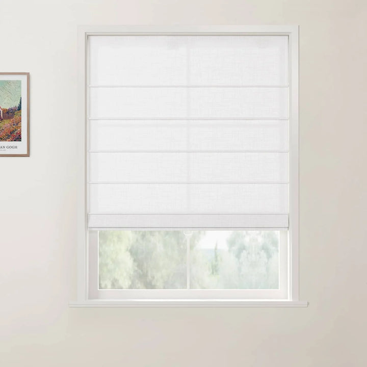 Jair Linen Front Slat Cordless Roman Shades Snow White - ChadMade