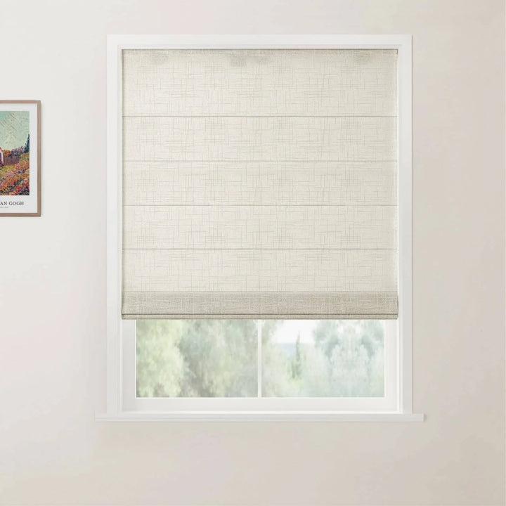 Jair Linen Back Slat Cordless Roman Shades Natural - ChadMade