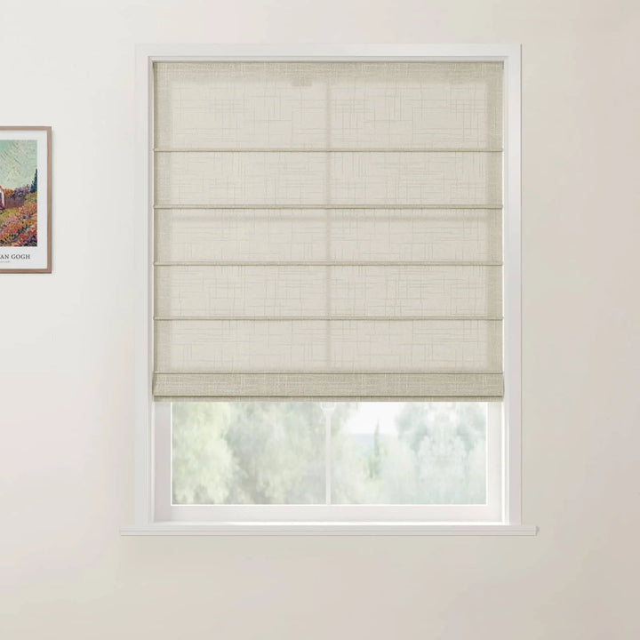 Jair Linen Front Slat Cordless Roman Shades Natural - ChadMade