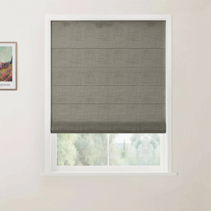 Jair Linen Back Slat Cordless Roman Shades Steel - ChadMade