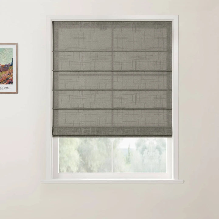 Jair Linen Front Slat Cordless Roman Shades Steel - ChadMade