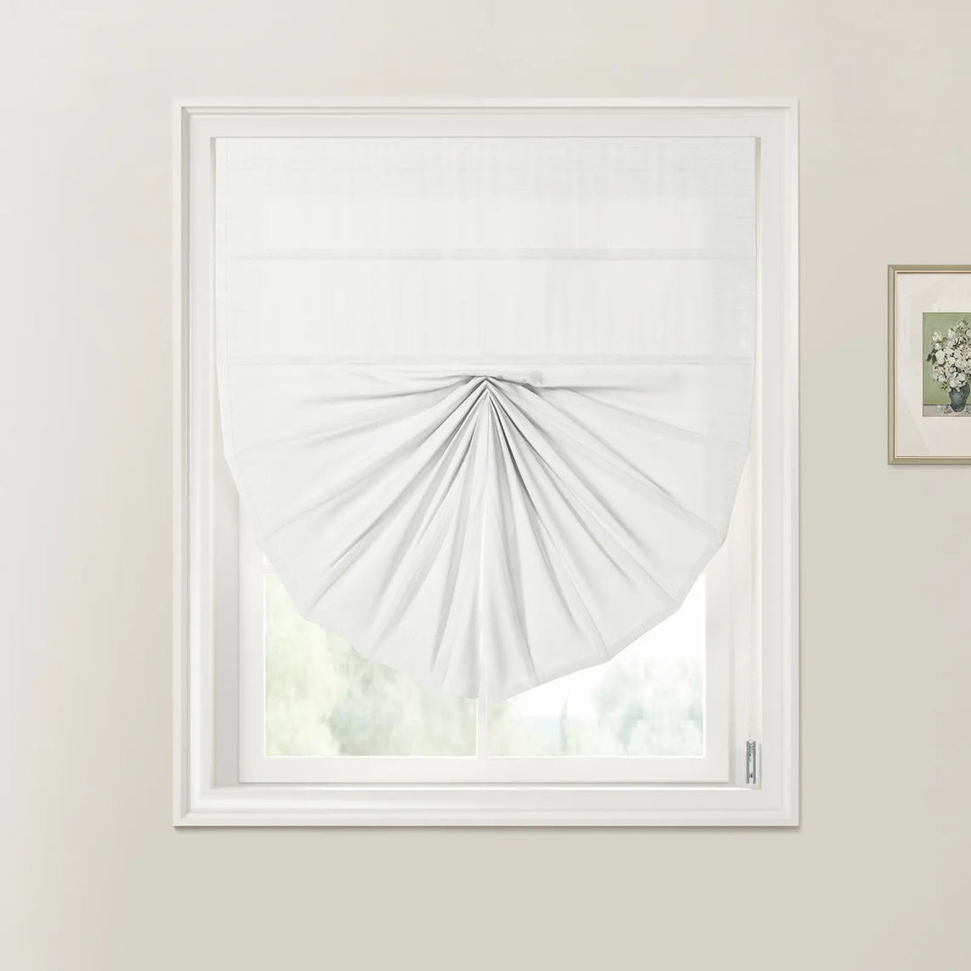 Tallis Fan Shaped Roman Shades Cord Lift Snow White - ChadMade