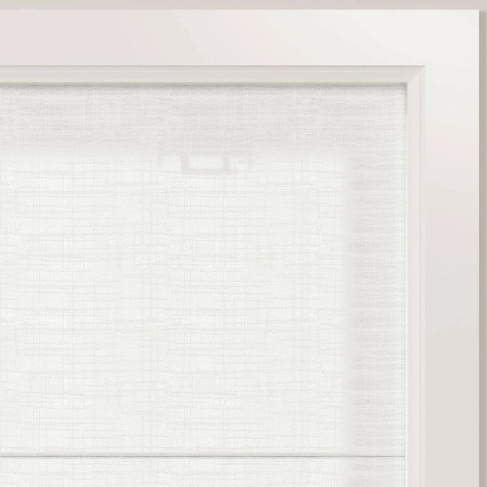 Tallis Linen Flat Cordless Roman Shades Snow White - ChadMade