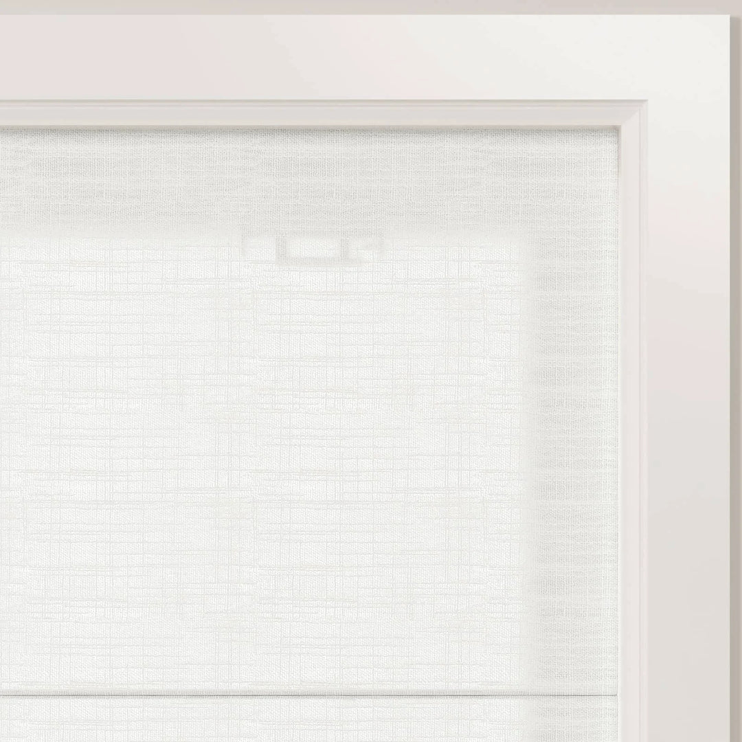 Tallis Linen Flat Cordless Roman Shades Snow White - ChadMade