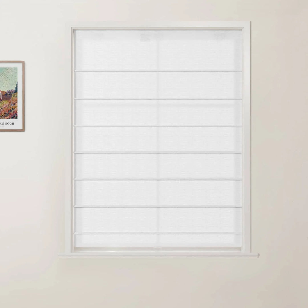 Tallis Linen Front Slat Cordless Roman Shades Snow White - ChadMade