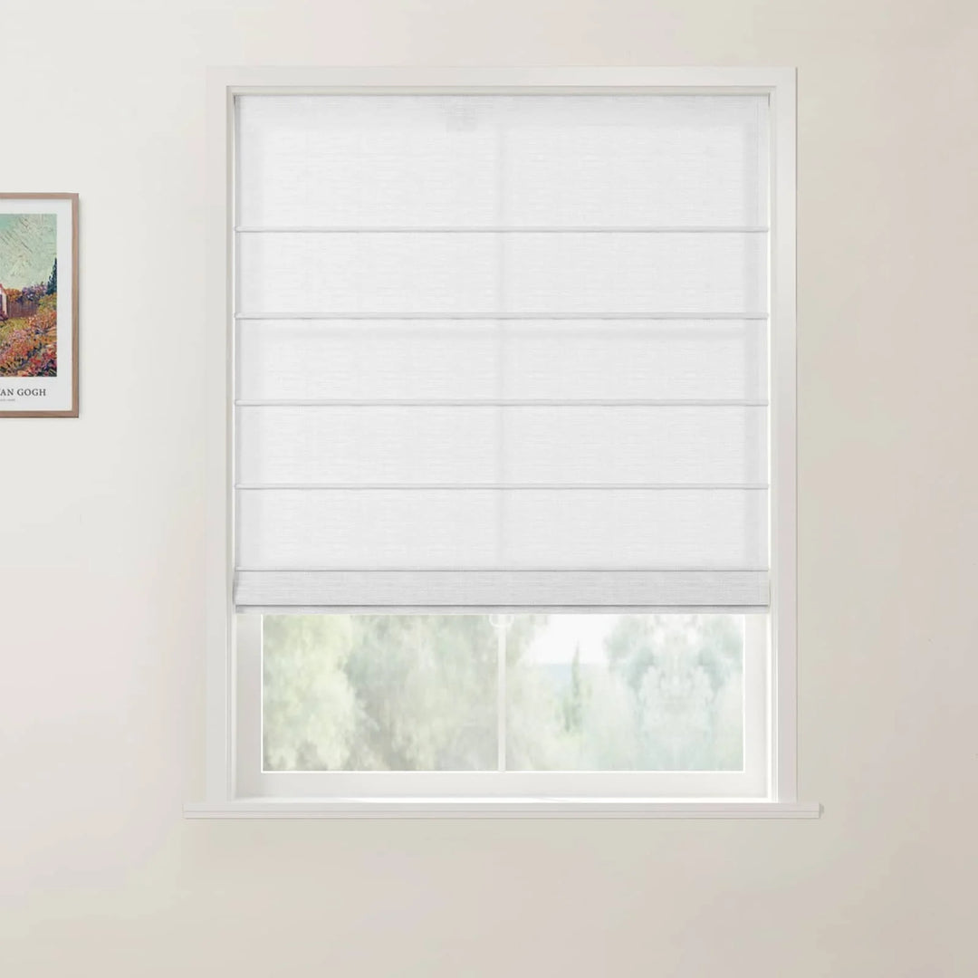 Tallis Linen Front Slat Cordless Roman Shades Snow White - ChadMade