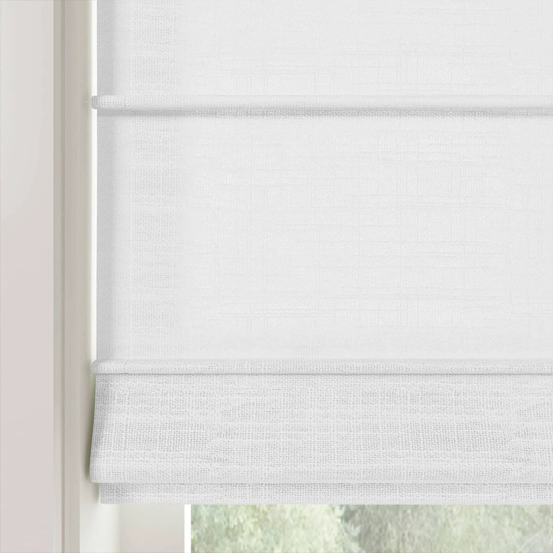 Tallis Linen Front Slat Cordless Roman Shades Snow White - ChadMade