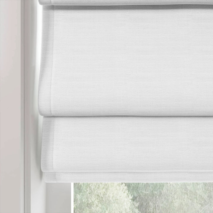 Tallis Linen Hobbled Cordless Roman Shades Snow White - ChadMade