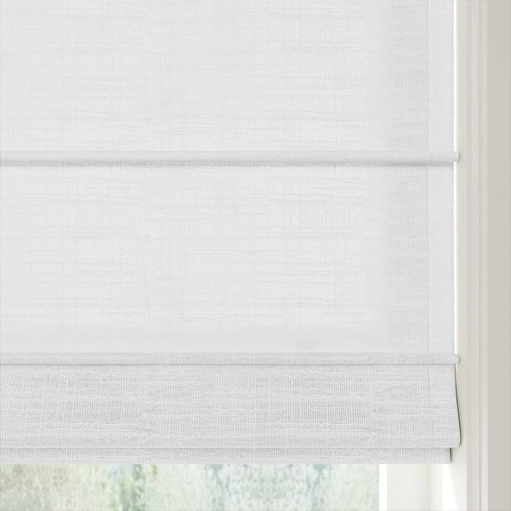 Tallis Linen Front Slat Cordless Roman Shades Snow White - ChadMade