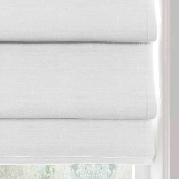 Tallis Linen Hobbled Cordless Roman Shades Snow White - ChadMade