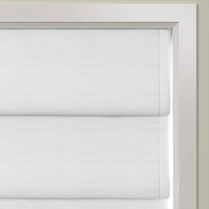 Tallis Linen Hobbled Cordless Roman Shades Snow White - ChadMade