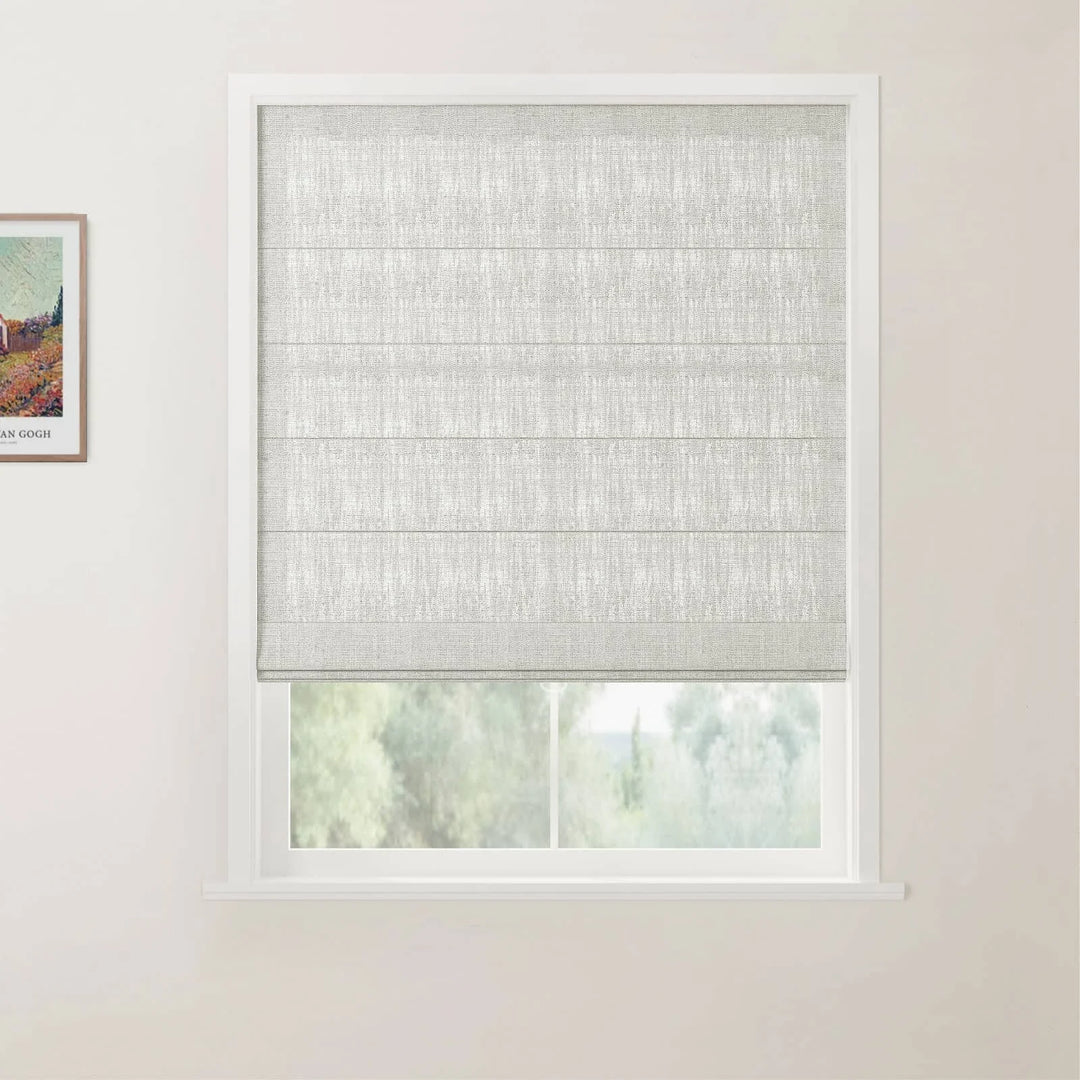 Tallis Linen Flat Cordless Roman Shades Fog - ChadMade