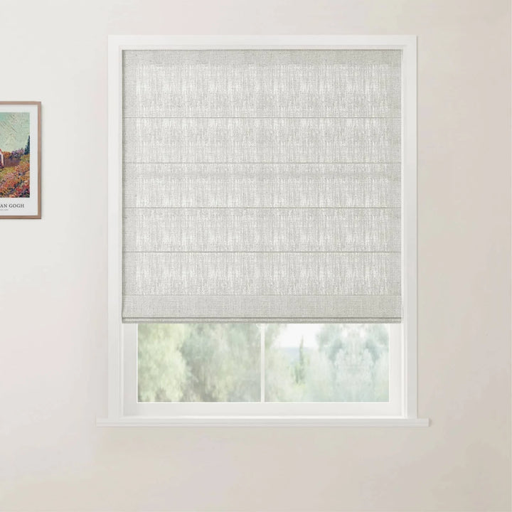 Tallis Linen Flat Cordless Roman Shades Fog - ChadMade