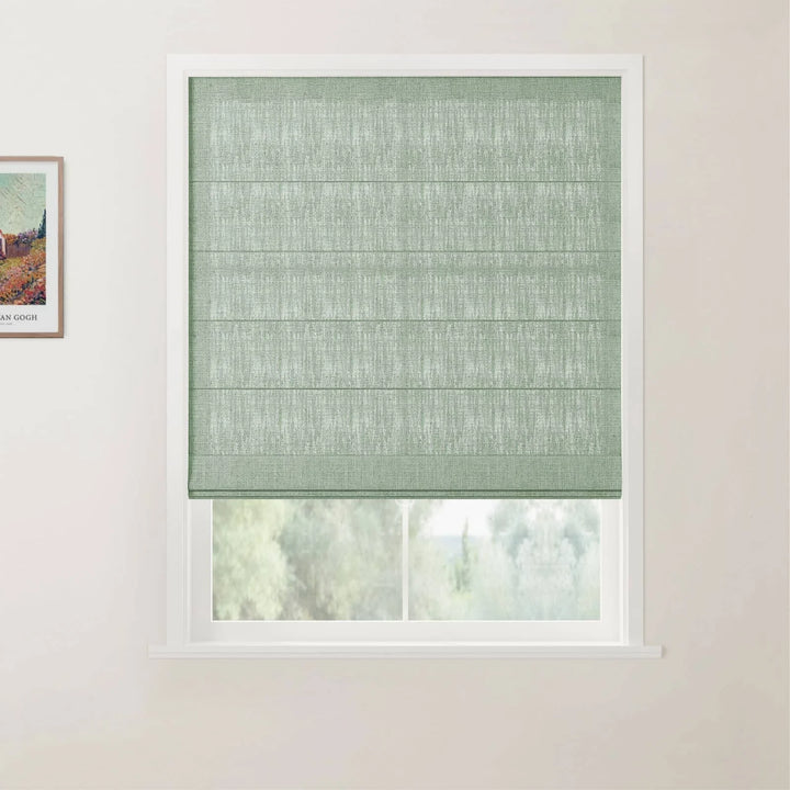 Tallis Linen Flat Cordless Roman Shades Pale Blue Aqua - ChadMade