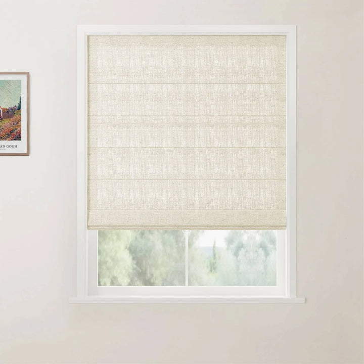 Tallis Linen Flat Cordless Roman Shades Sand Beige - ChadMade