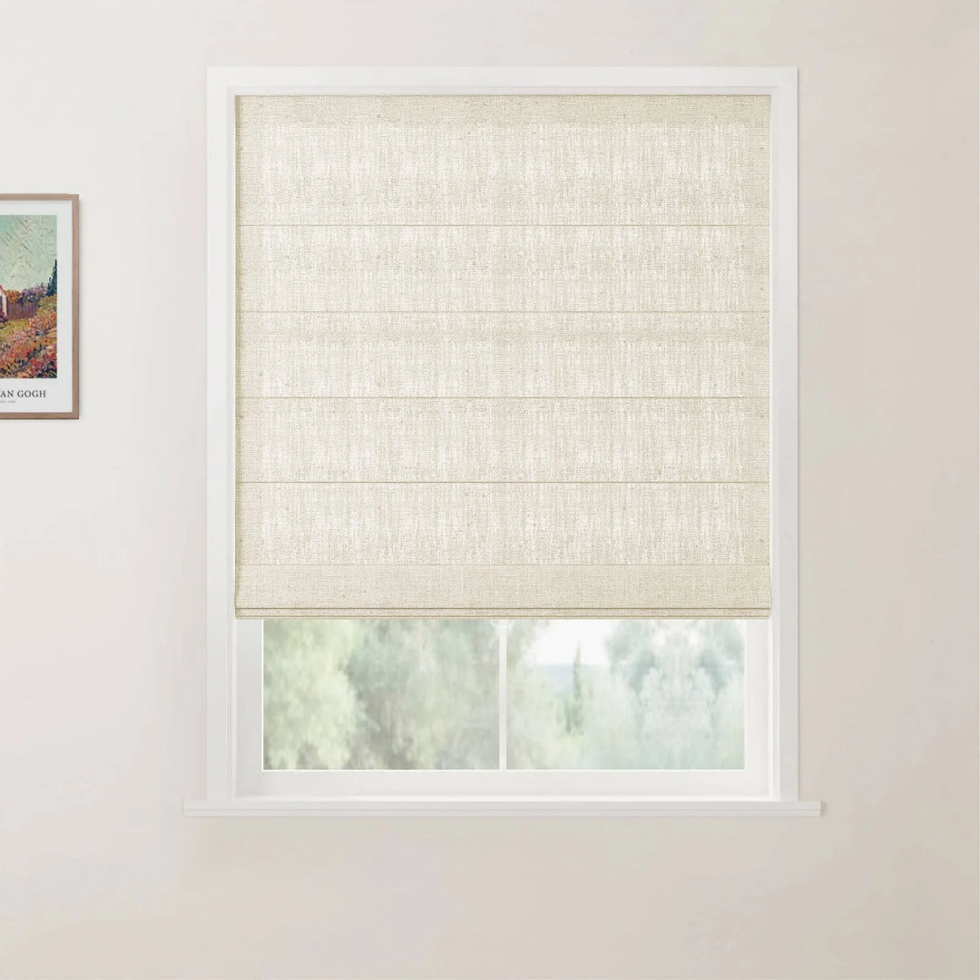 Tallis Linen Back Slat Cordless Roman Shades Sand Beige - ChadMade