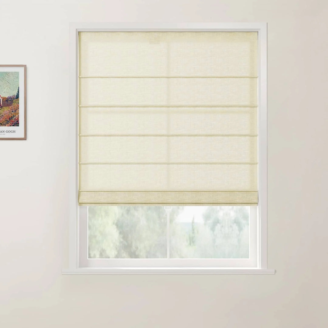 Tallis Linen Front Slat Cordless Roman Shades Light Khaki - ChadMade