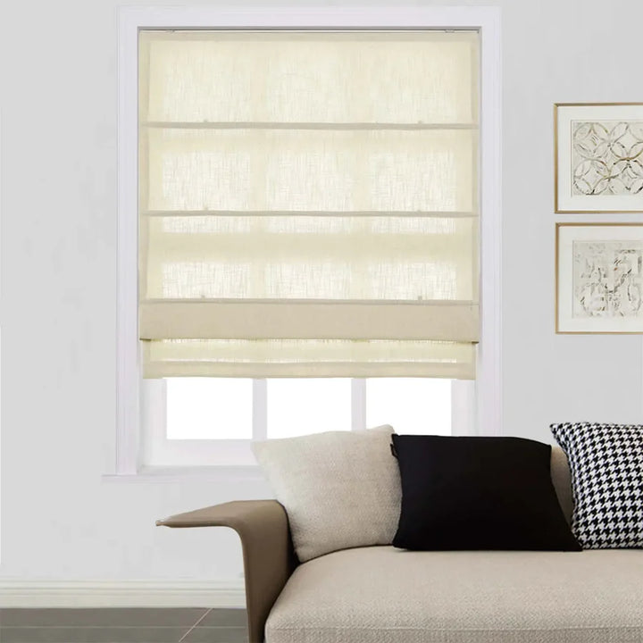 Tallis Linen Plain Roman Shade Cord Lift