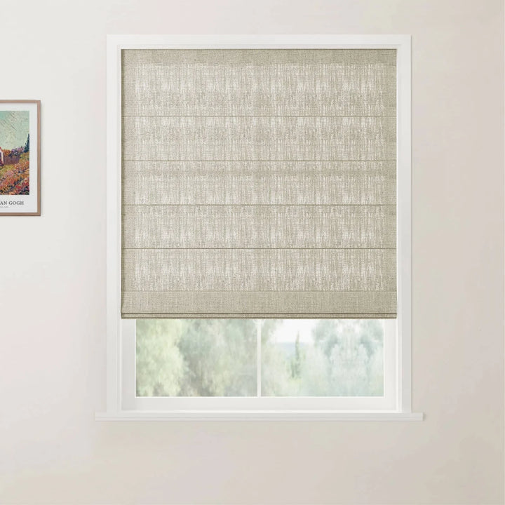 Tallis Linen Flat Cordless Roman Shades Burlywood Birch- ChadMade