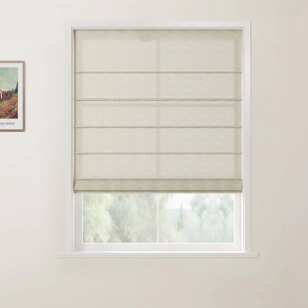 Tallis Linen Front Slat Cordless Roman Shades Burlywood Birch - ChadMade