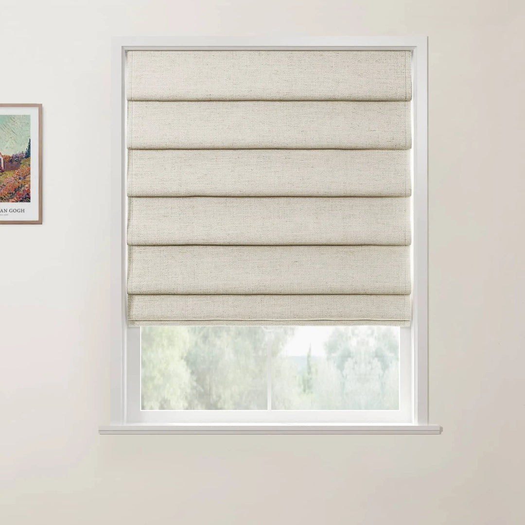 Tallis Linen Hobbled Cordless Roman Shades Burlywood Birch - ChadMade