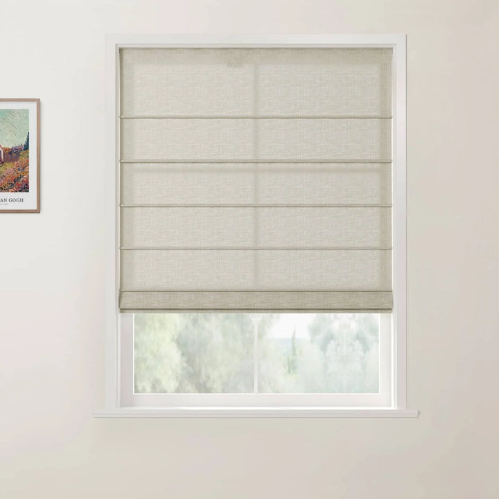 Tallis Linen Front Slat Cordless Roman Shades Grey Beige - ChadMade