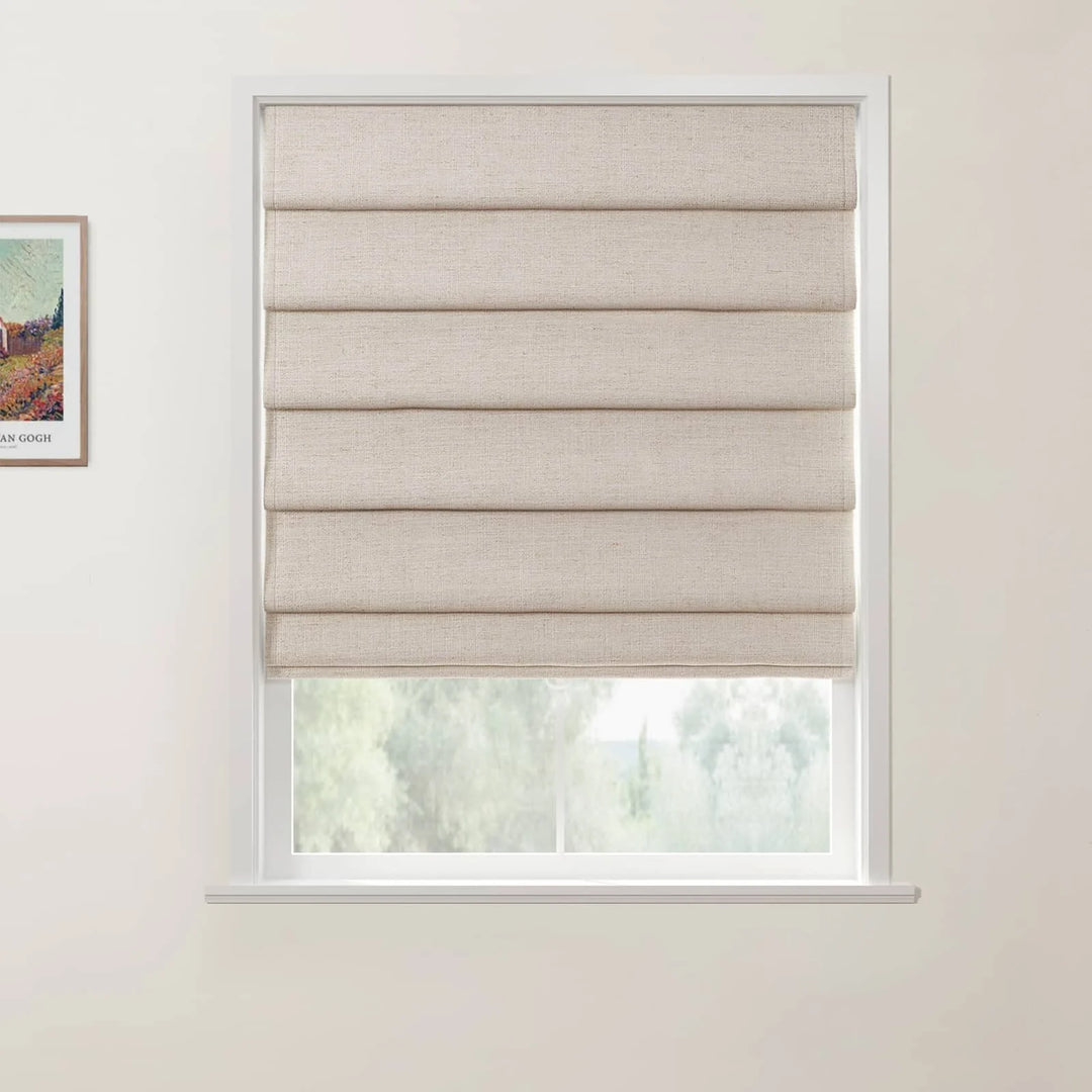 Tallis Linen Hobbled Cordless Roman Shades Tapioca - ChadMade