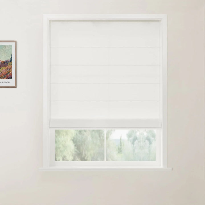 Darcy Cotton Flat Cordless Roman Shade Optic White - ChadMade