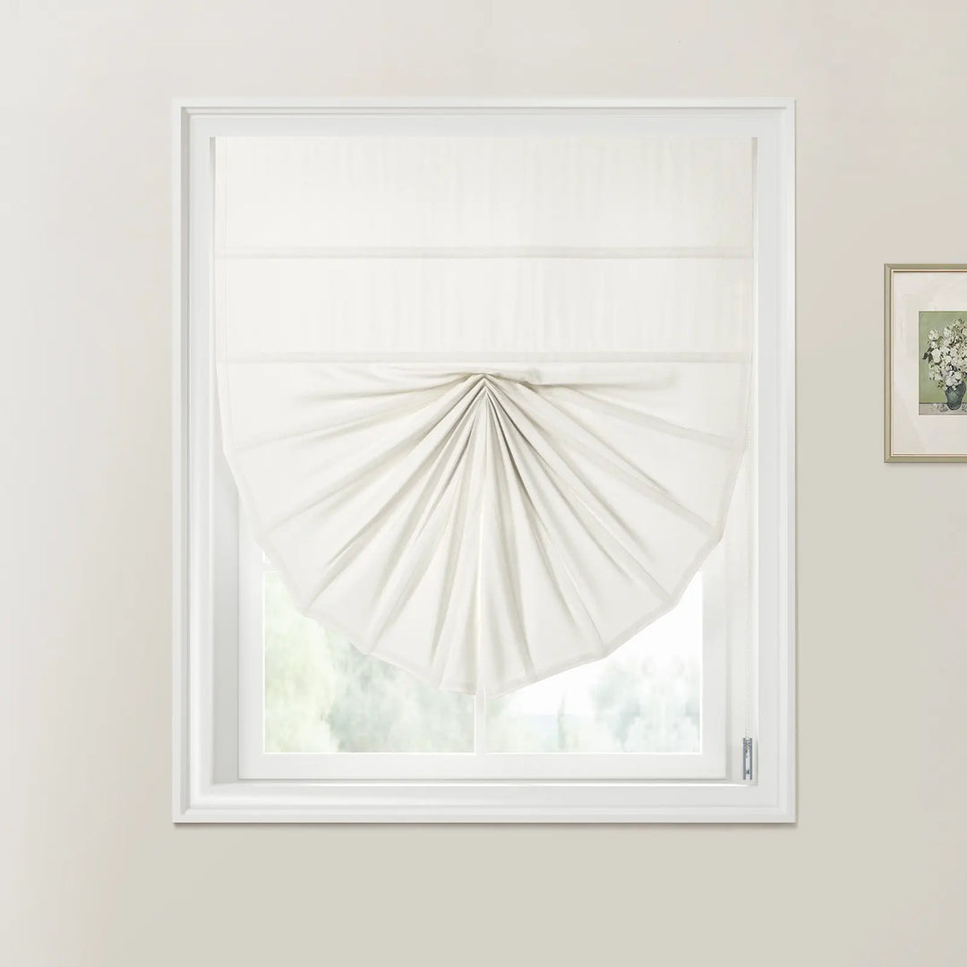 Darcy Fan Shaped Roman Shades Cord Lift Optic White - ChadMade