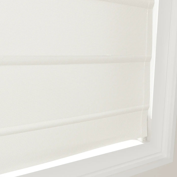 Darcy Fan Shaped Roman Shades Cord Lift Optic White Detail - ChadMade