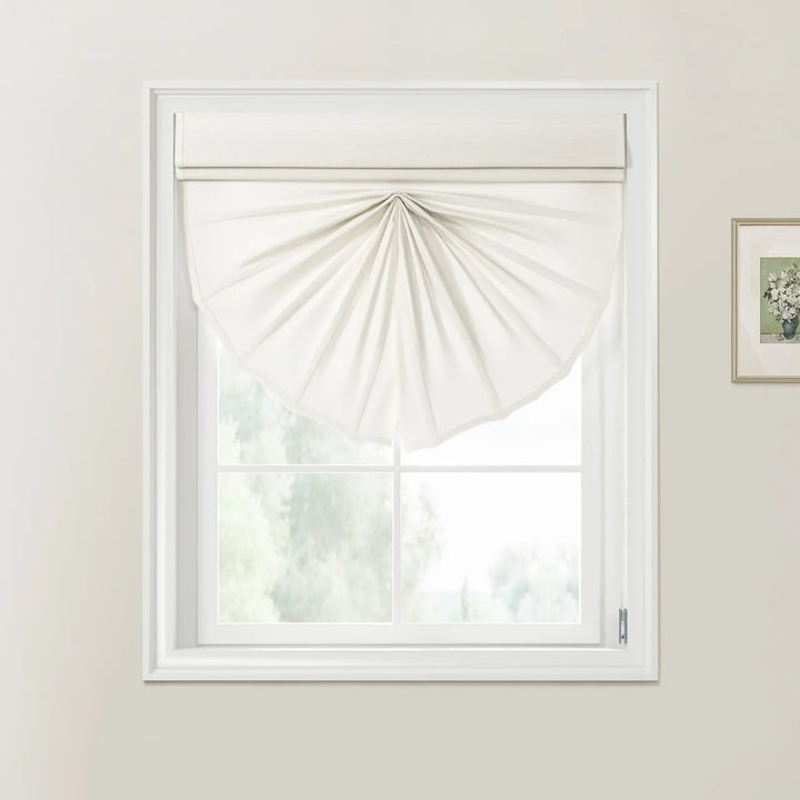 Optic White Darcy Fan Shaped Roman Shades Cord Lift - ChadMade