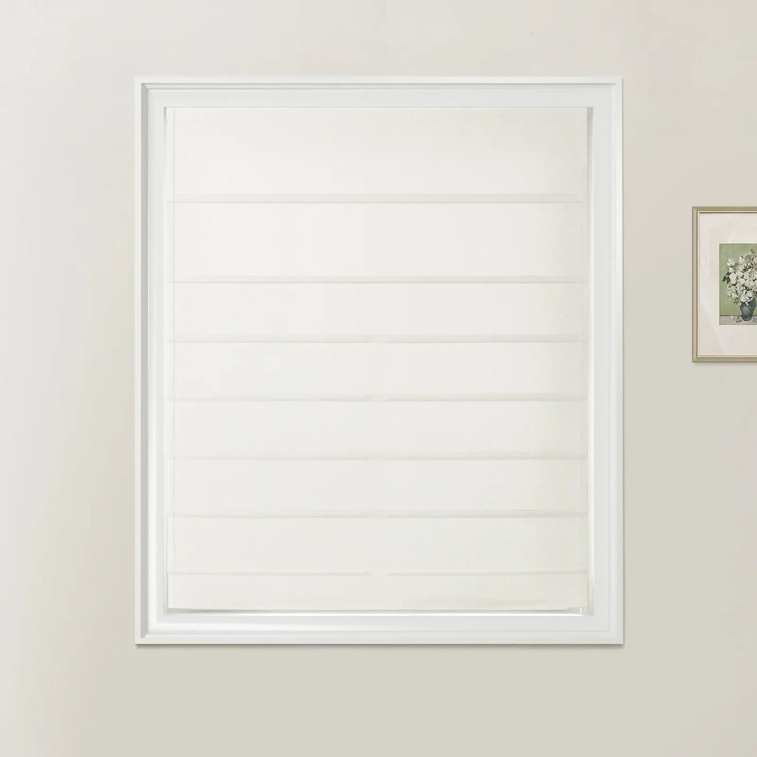 Darcy Fan Shaped Optic White Roman Shades Cord Lift  - ChadMade