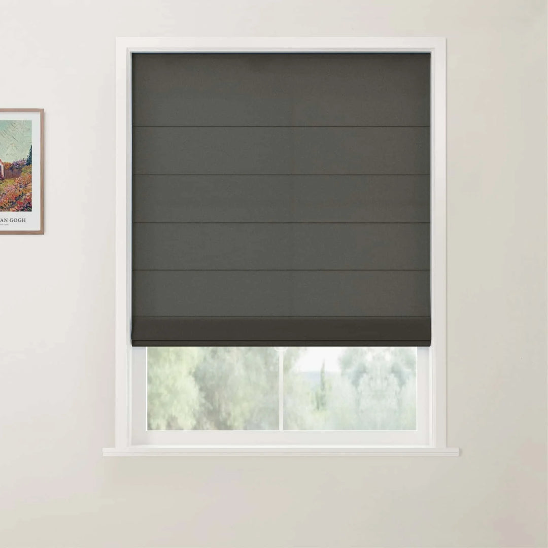 Darcy Back Slat Cordless Roman Shades Dark Gray - ChadMade