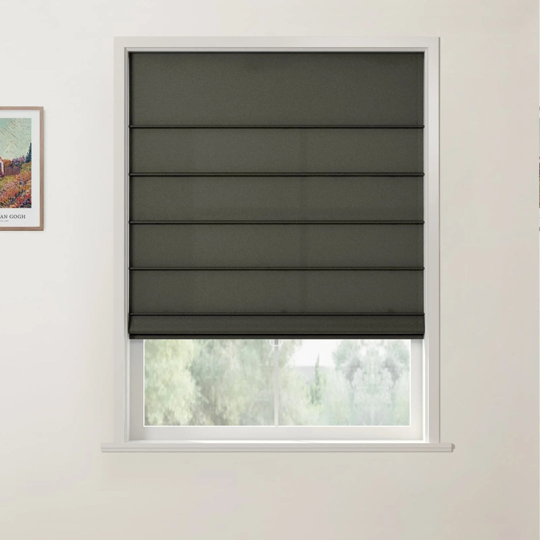 Darcy Front Slat Cordless Roman Shades Dark Gray - ChadMade