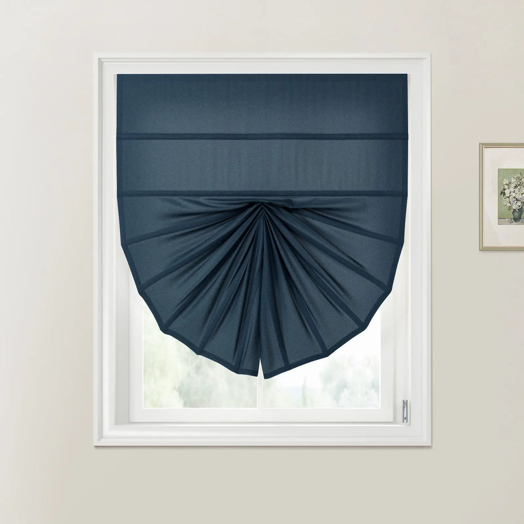 Darcy Fan Shaped Roman Shades Cord Lift Ocean - ChadMade