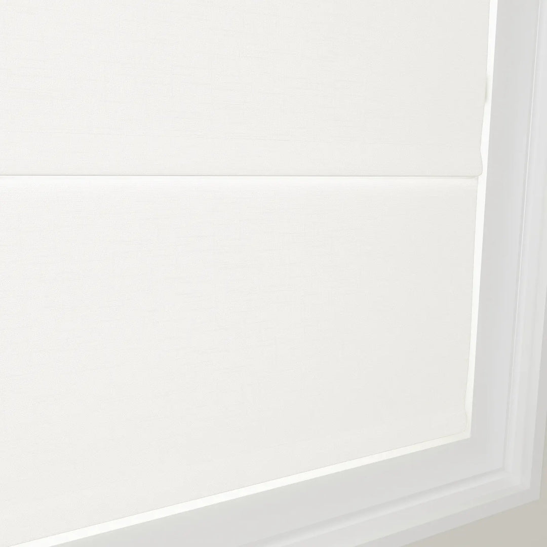 Percy Linen Zebra Roman Blind Cord Lift White Detail - ChadMade