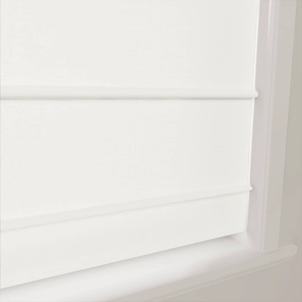 Percy Belgian Linen Front Slat Cordless Roman Shades White - ChadMade